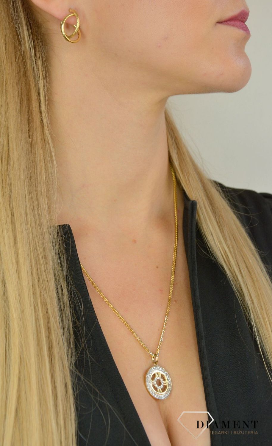 Złote kolczyki przy uchu 585 'Eleganckie & krótkie' DIA-KLC-OR204623-585.jpg