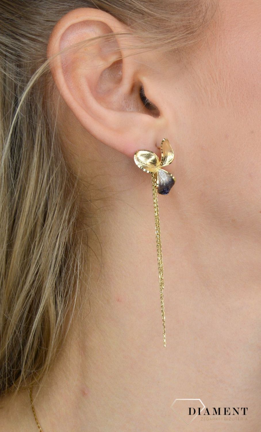 Złote kolczyki koła 585 'lśniący przedłużony kwiat' DIA-KLC-OR205295-585.jpg