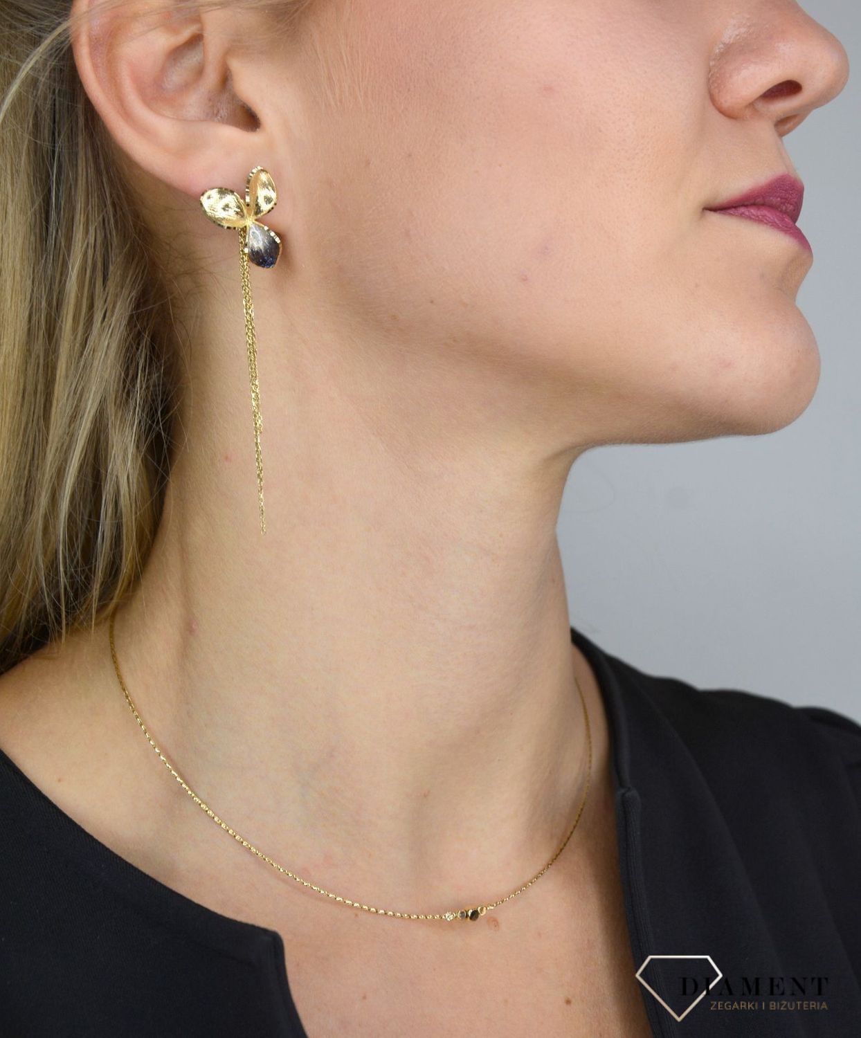 Złote kolczyki koła 585 'lśniący przedłużony kwiat' DIA-KLC-OR205295-585.jpg