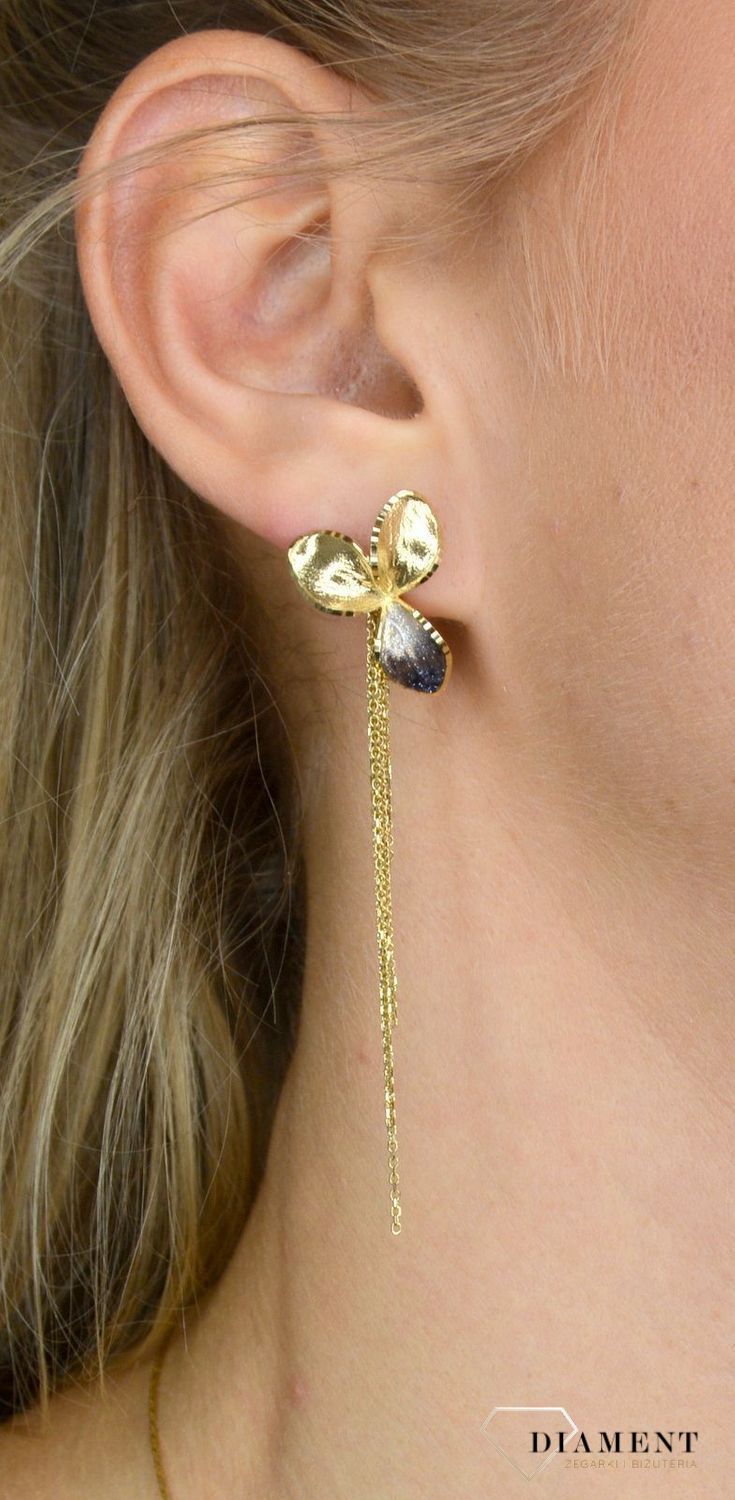Złote kolczyki koła 585 'lśniący przedłużony kwiat' DIA-KLC-OR205295-585.jpg