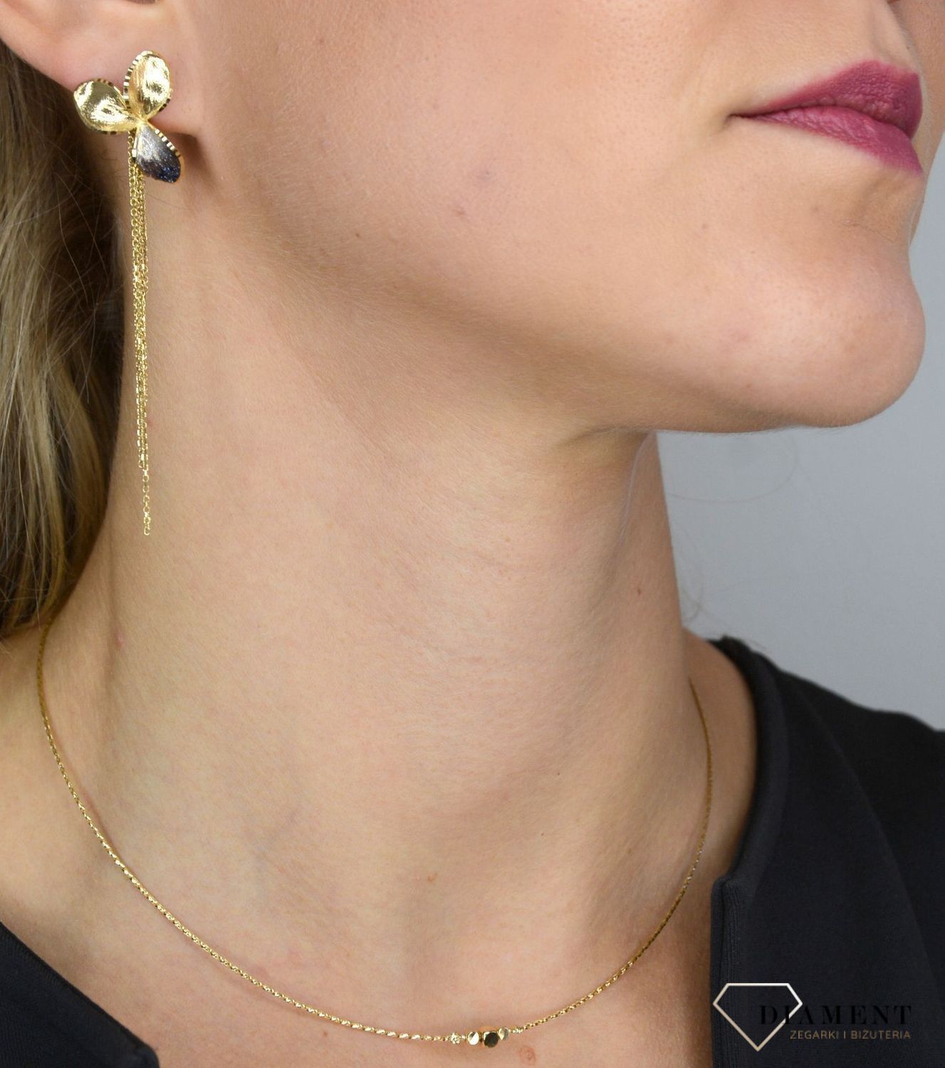 Złote kolczyki koła 585 'lśniący przedłużony kwiat' DIA-KLC-OR205295-585.jpg