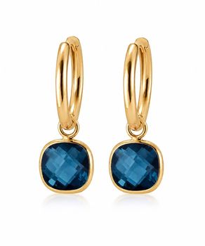 Kolczyki damskie DALL’ACQUA złote 585 z topazem London Blue – 2 cm blue.jpg