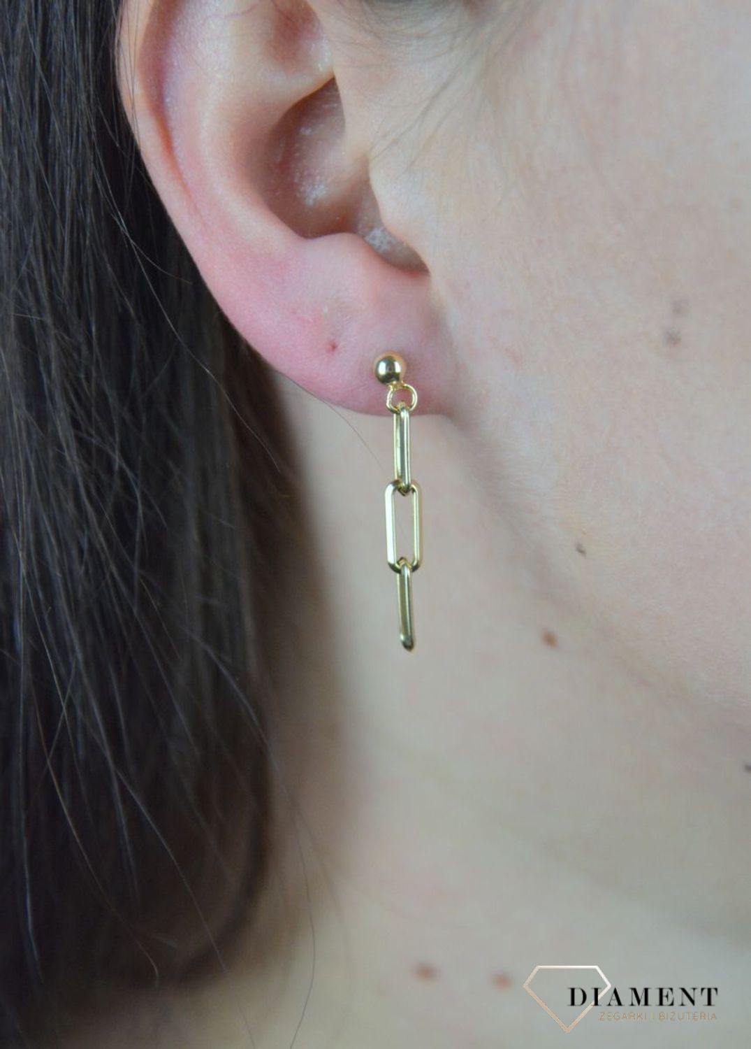Złote kolczyki 585 'Łańcuchy' Dall Aqua DIA-KLC-OR4PF--585.jpg