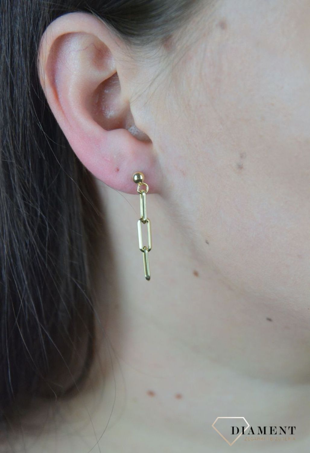 Złote kolczyki 585 'Łańcuchy' Dall Aqua DIA-KLC-OR4PF--585.jpg