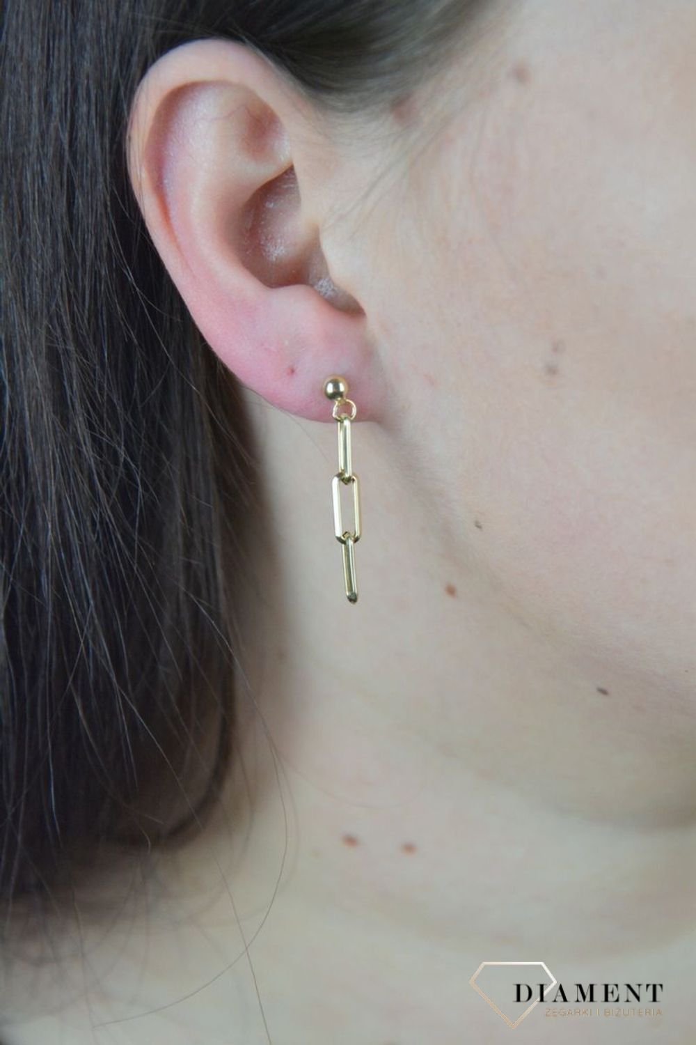 Złote kolczyki 585 'Łańcuchy' Dall Aqua DIA-KLC-OR4PF--585.jpg