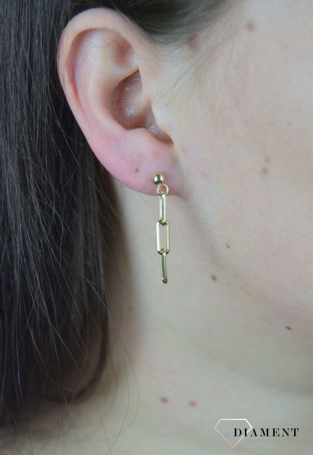 Złote kolczyki 585 'Łańcuchy' Dall Aqua DIA-KLC-OR4PF--585.jpg