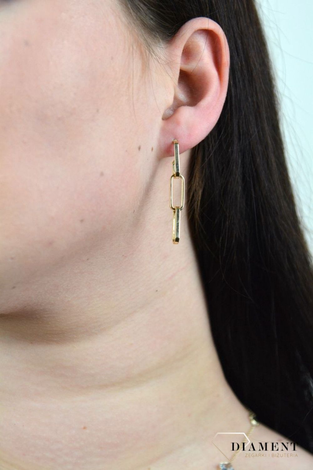 Złote kolczyki złączone, gładkie ogniwa DIA-KLC-OR5PF--585.jpg