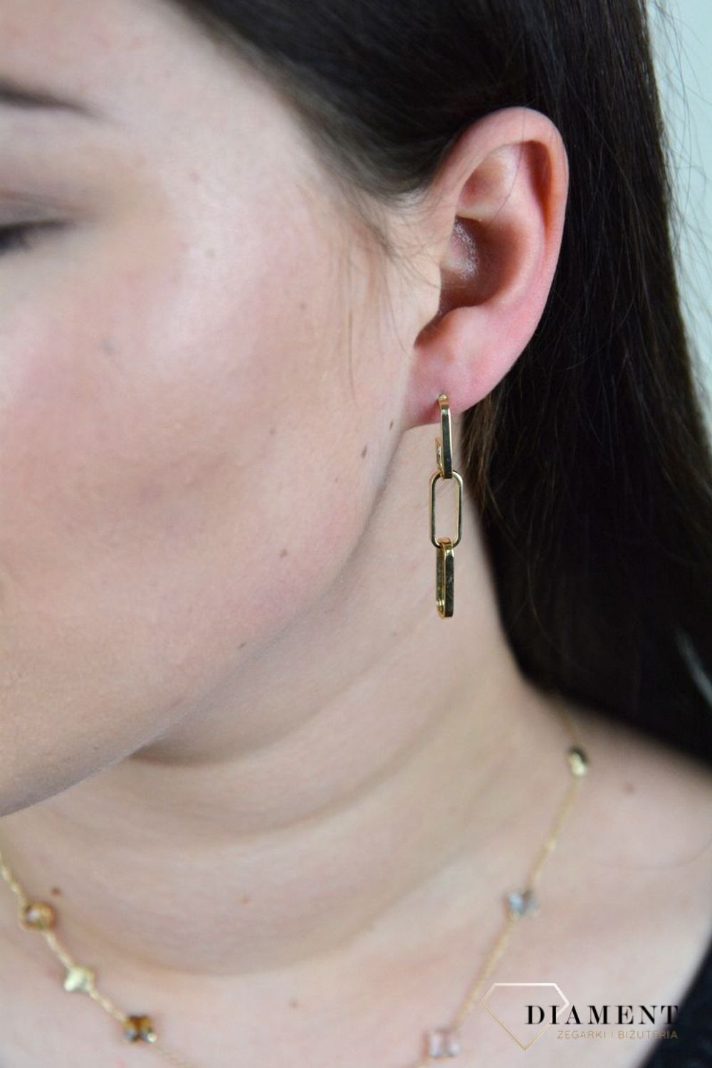 Złote kolczyki złączone, gładkie ogniwa DIA-KLC-OR5PF--585.jpg