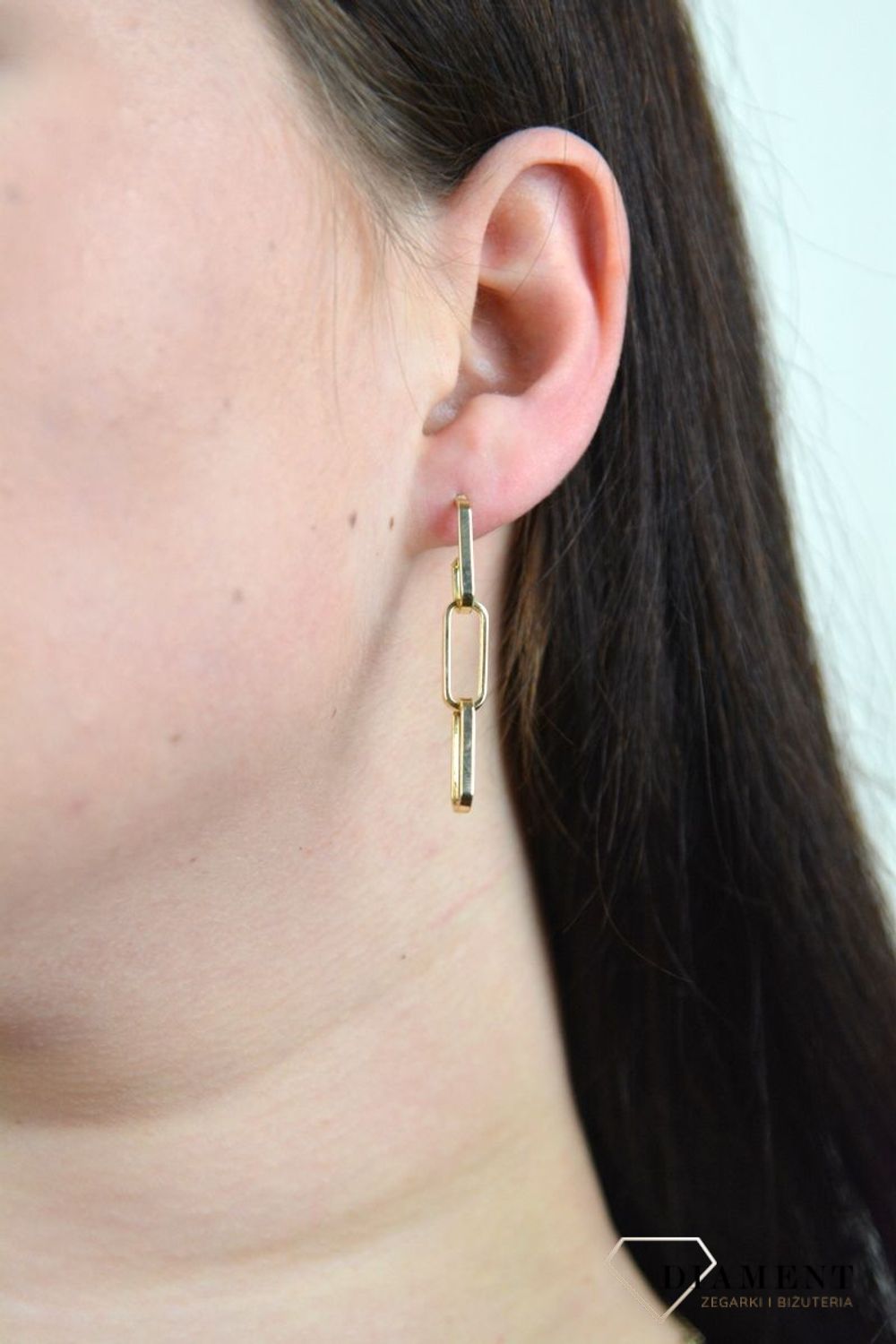 Złote kolczyki złączone, gładkie ogniwa DIA-KLC-OR5PF--585.jpg