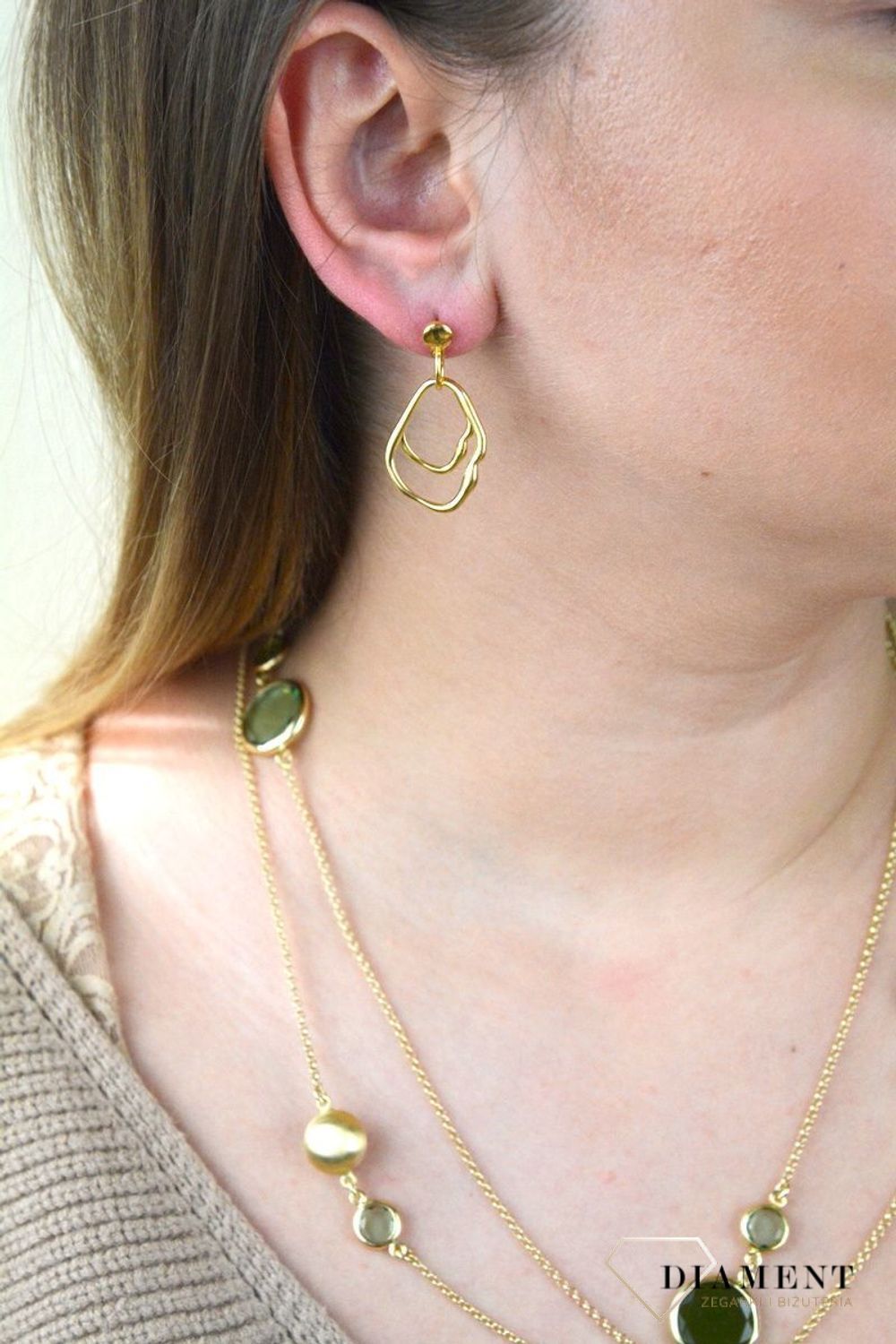 Pozłacane kolczyki  Płynąece Złoto  925 Dall' Acqua  DIA-KLC-ORRM24803.jpg