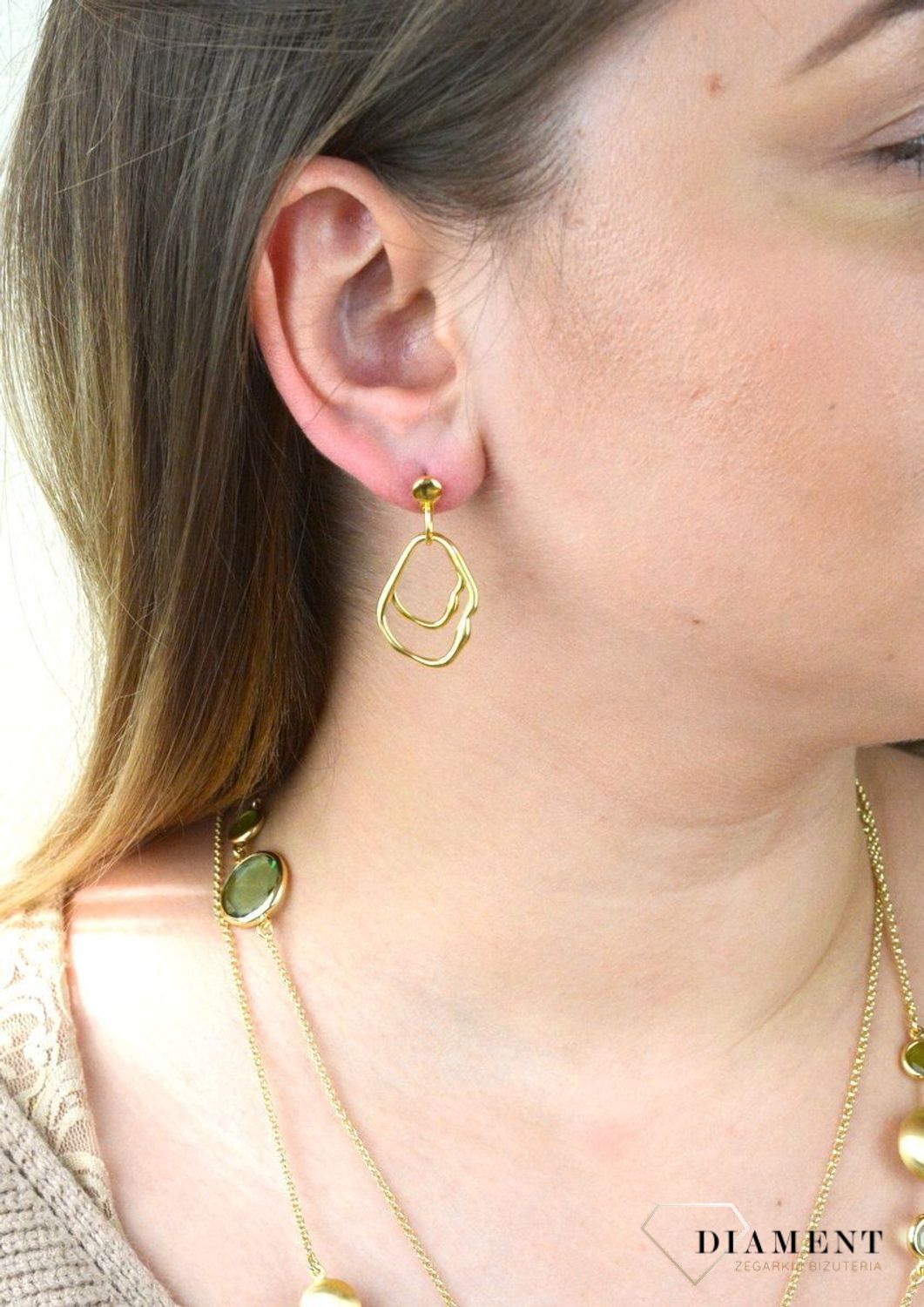 Pozłacane kolczyki  Płynąece Złoto  925 Dall' Acqua  DIA-KLC-ORRM24803.jpg