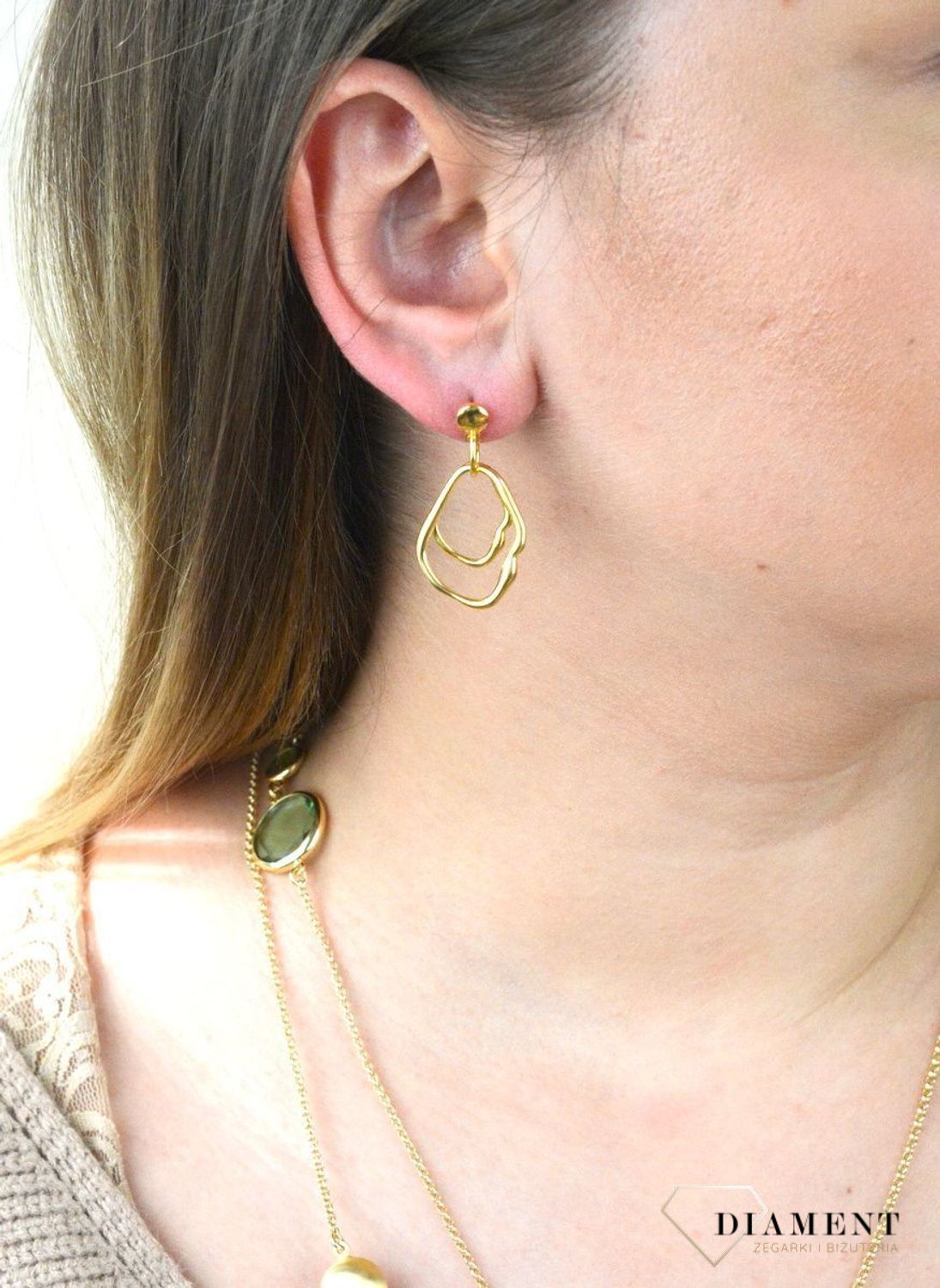 Pozłacane kolczyki  Płynąece Złoto  925 Dall' Acqua  DIA-KLC-ORRM24803.jpg