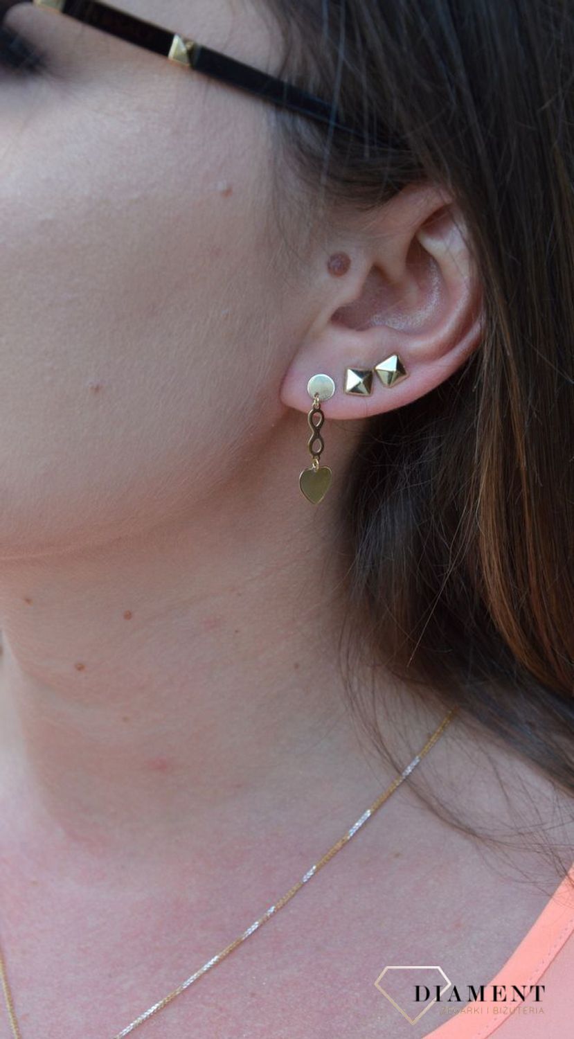 Złote kolczyki 375 wiszące serce, nieskończoność, koło DIA-KLC-P37E0021-375.jpg