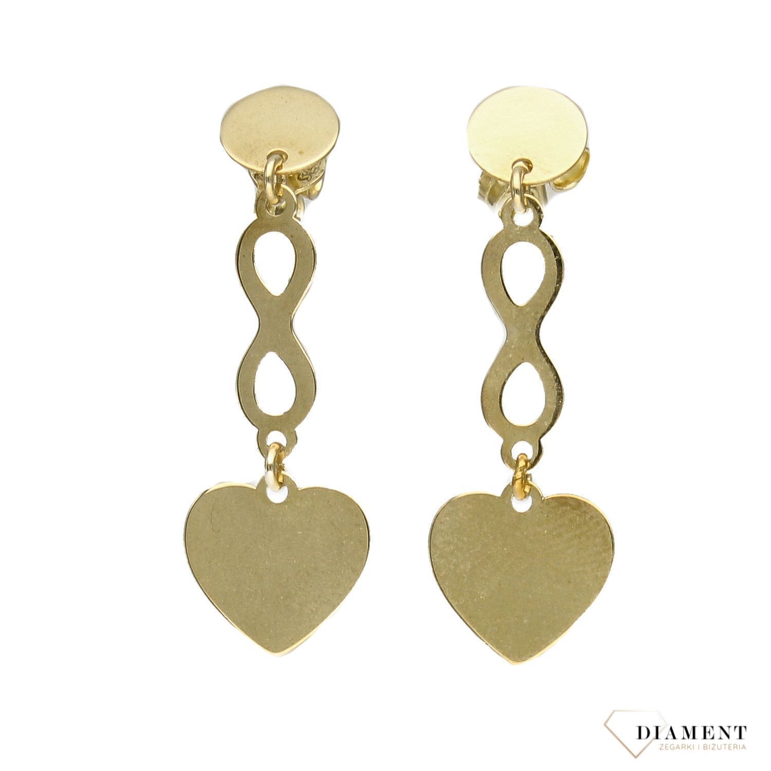 Złote kolczyki 375 wiszące serce, nieskończoność, koło DIA-KLC-P37E0021-375.jpg