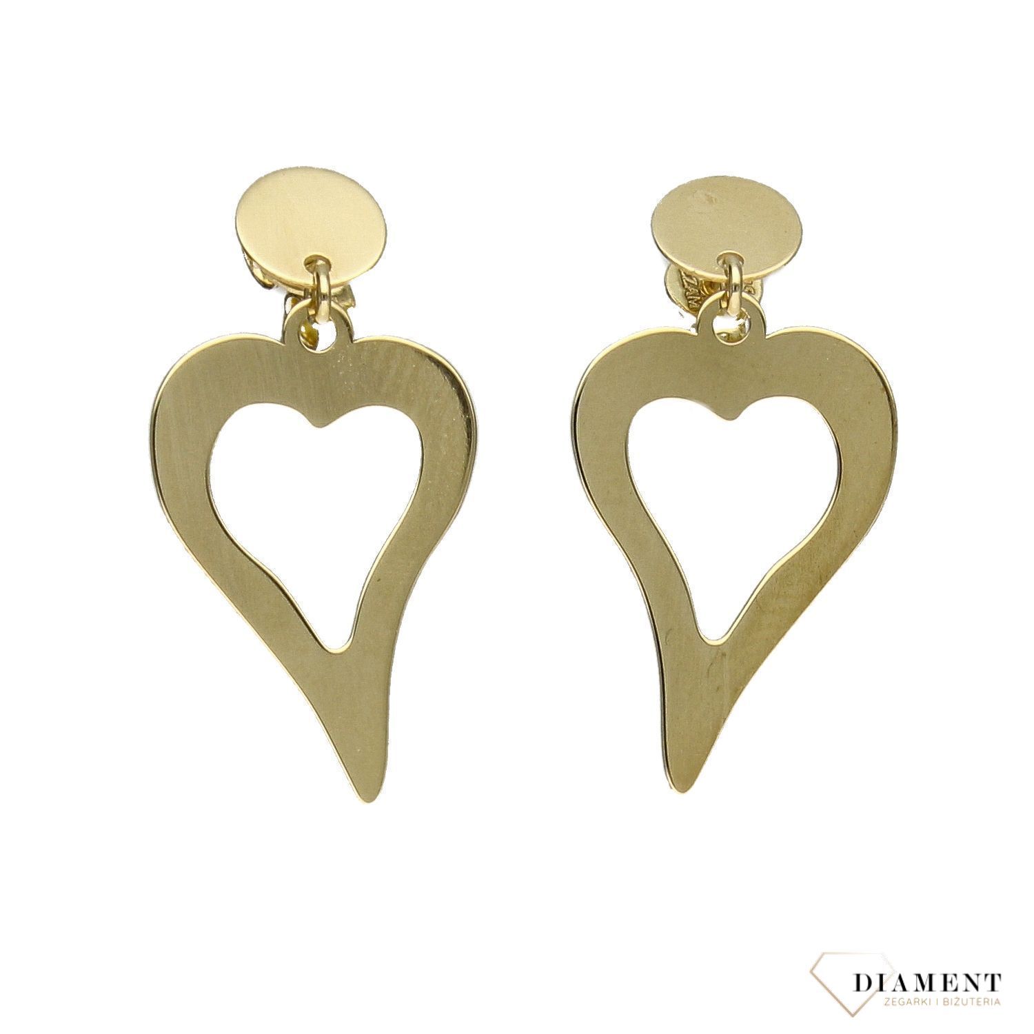 Złote kolczyki 375 wiszące serca przy uchu DIA-KLC-P37E0030-375.jpg