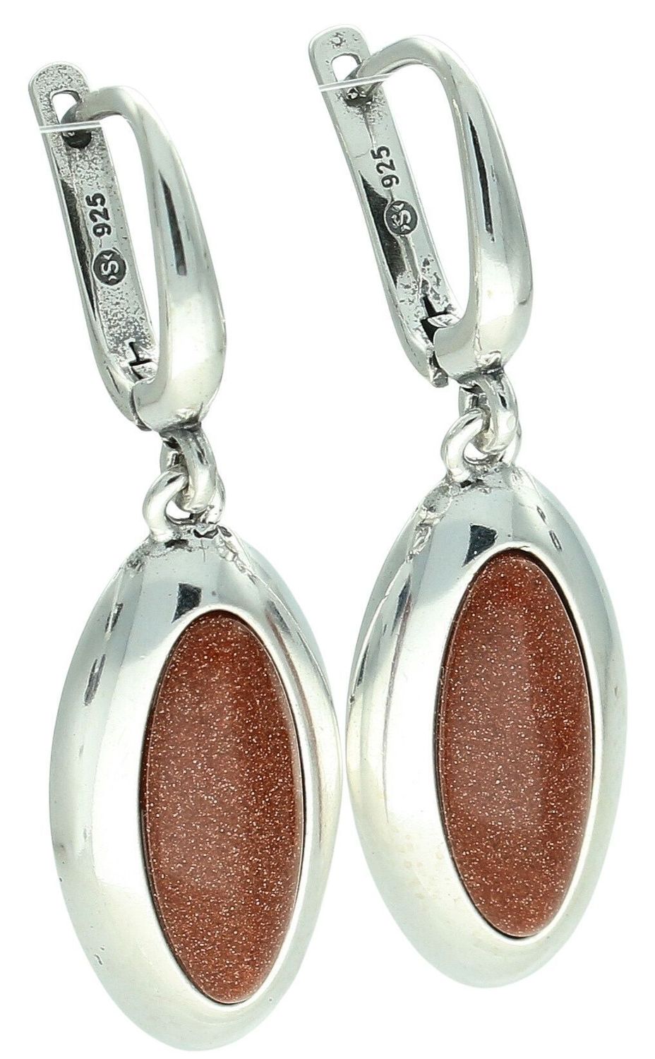 Eleganckie srebrne kolczyki damskie DIA-KLC-PIASEK-PUSTYNI z kamieniem piasek pustyni. Owalny kształt, długość 3,7 cm, zapięcie angielskie. Idealne na co dzień i na prezent.1.jpg