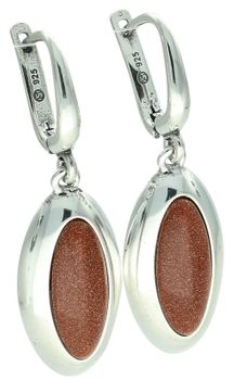 Eleganckie srebrne kolczyki damskie DIA-KLC-PIASEK-PUSTYNI z kamieniem piasek pustyni. Owalny kształt, długość 3,7 cm, zapięcie angielskie. Idealne na co dzień i na prezent.1.jpg