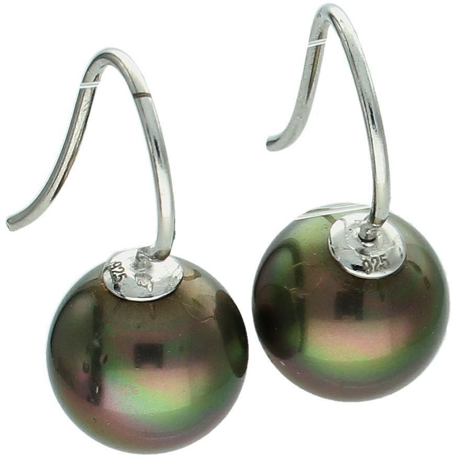 Kolczyki srebrne 925 z perłą w odcieniach zielono-brązowych. Bigiel otwarty, 2,3 cm długości, 3,80 g. Model DIA-KLC-Perłopławy1 – naturalna elegancja.1.jpg