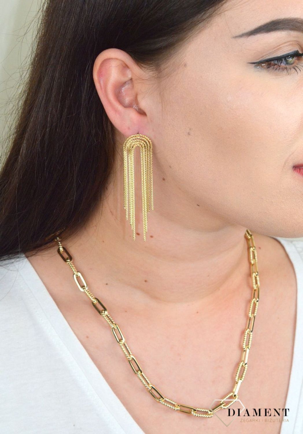 Kolczyki złote wiszące 585. Złote długie kolczyki ze złota próby 585 D0 ST RAB10 OR214610.jpg