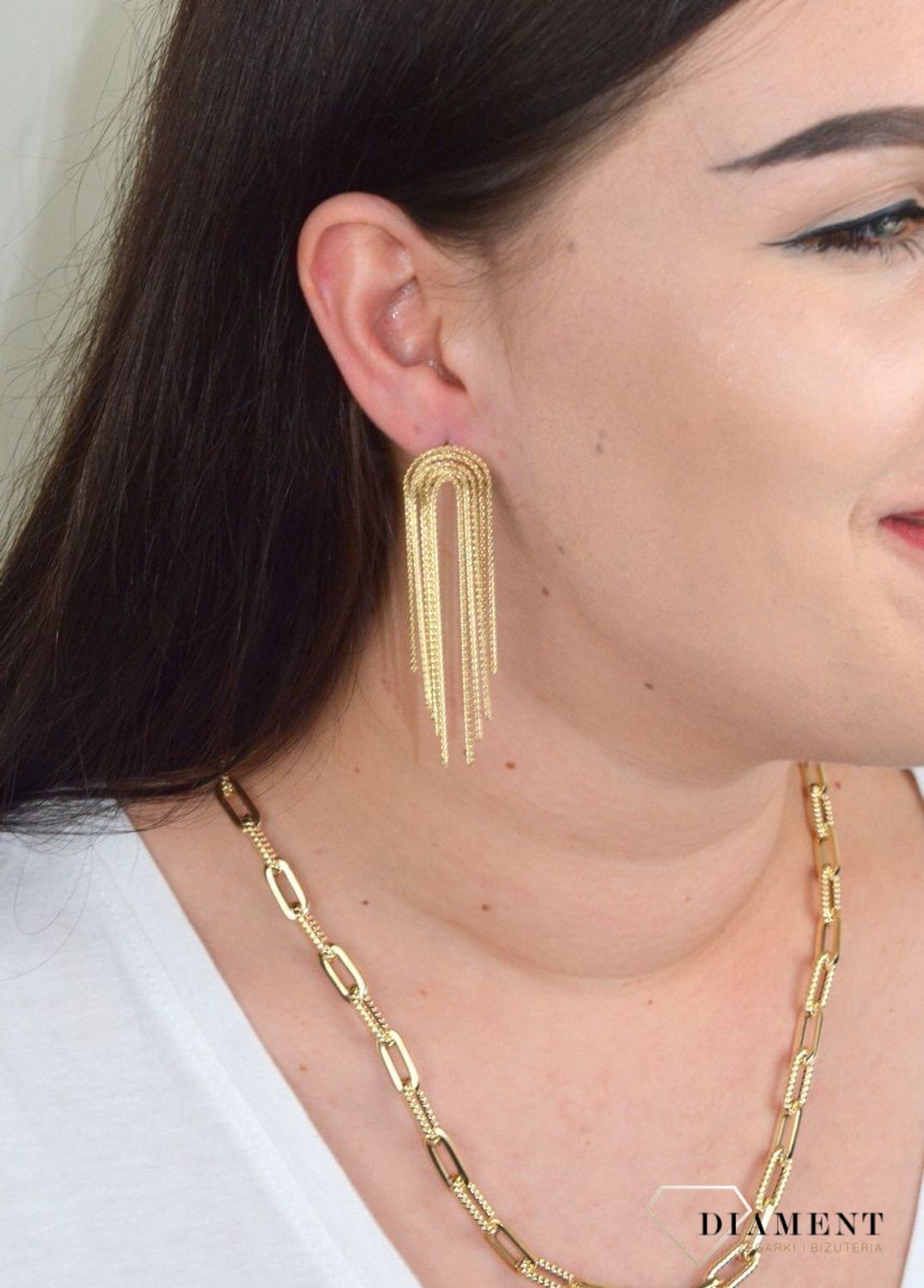 Kolczyki złote wiszące 585. Złote długie kolczyki ze złota próby 585 D0 ST RAB10 OR214610.jpg