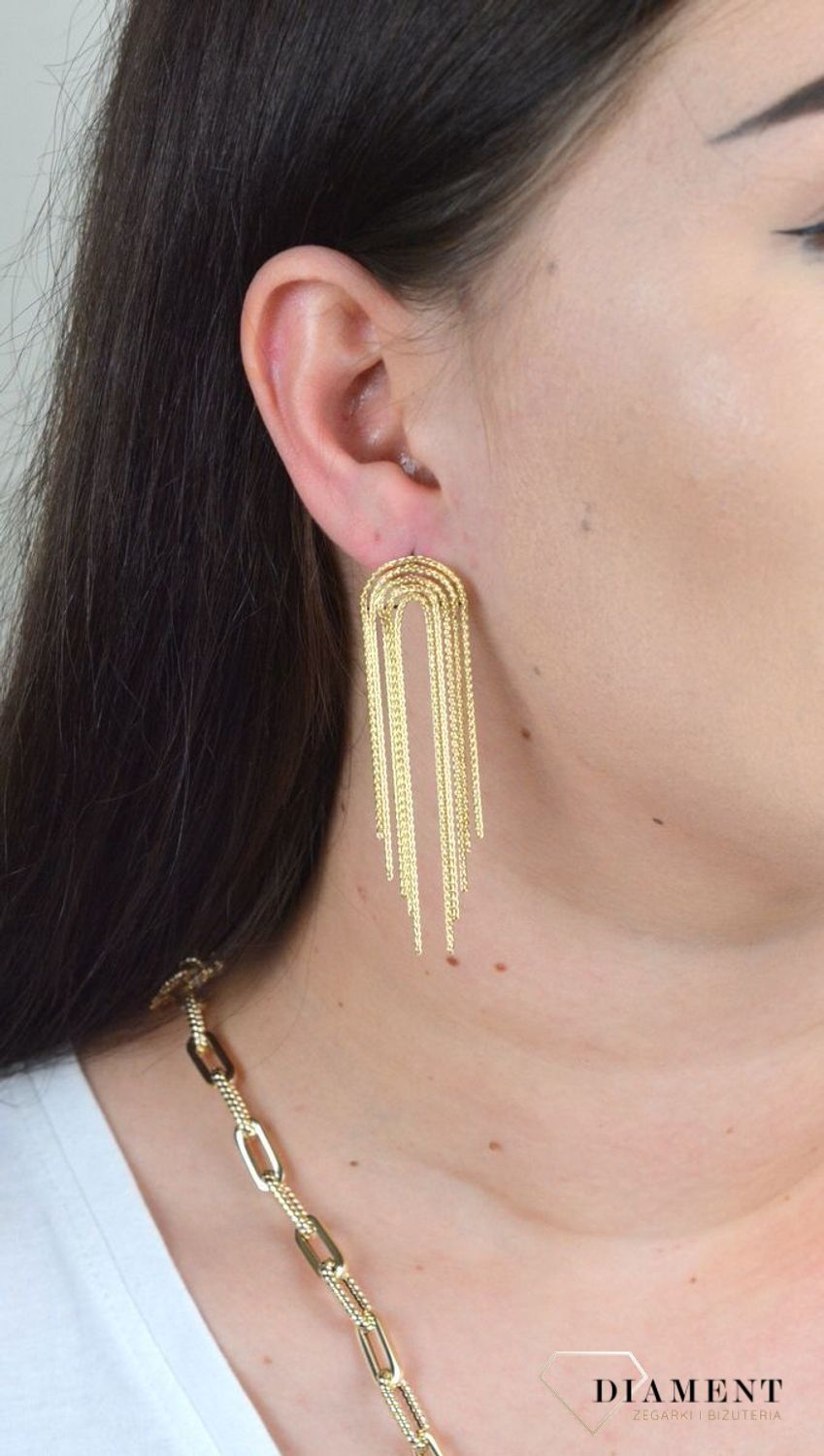 Kolczyki złote wiszące 585. Złote długie kolczyki ze złota próby 585 D0 ST RAB10 OR214610.jpg