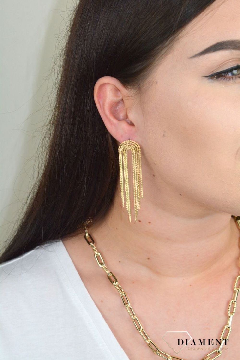 Kolczyki złote wiszące 585. Złote długie kolczyki ze złota próby 585 D0 ST RAB10 OR214610.jpg