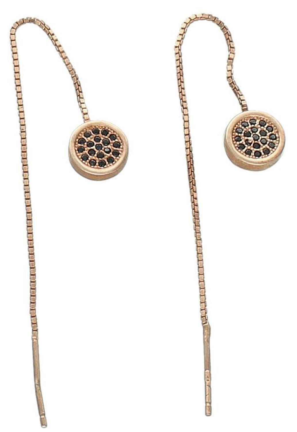 Srebrne kolczyki przeciągane różowe złoto DIA-KLC-ROZOWE-ZLOTO-925. Modne kolczyki doskonałe na prezent. Prezent dla nastolatki. Kolczyki w kolorze różowego złota.1.jpg