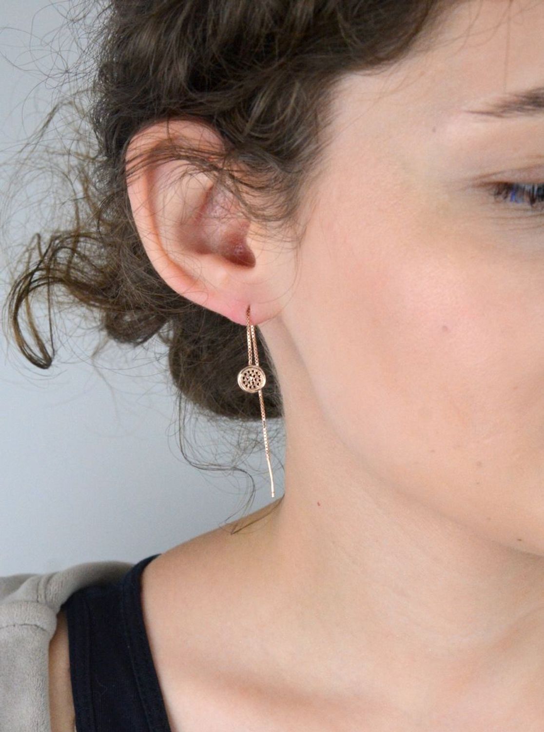 Srebrne kolczyki przeciągane różowe złoto DIA-KLC-ROZOWE-ZLOTO-925. Modne kolczyki doskonałe na prezent. Prezent dla nastolatki. Kolczyki w kolorze różowego złota.1.jpg