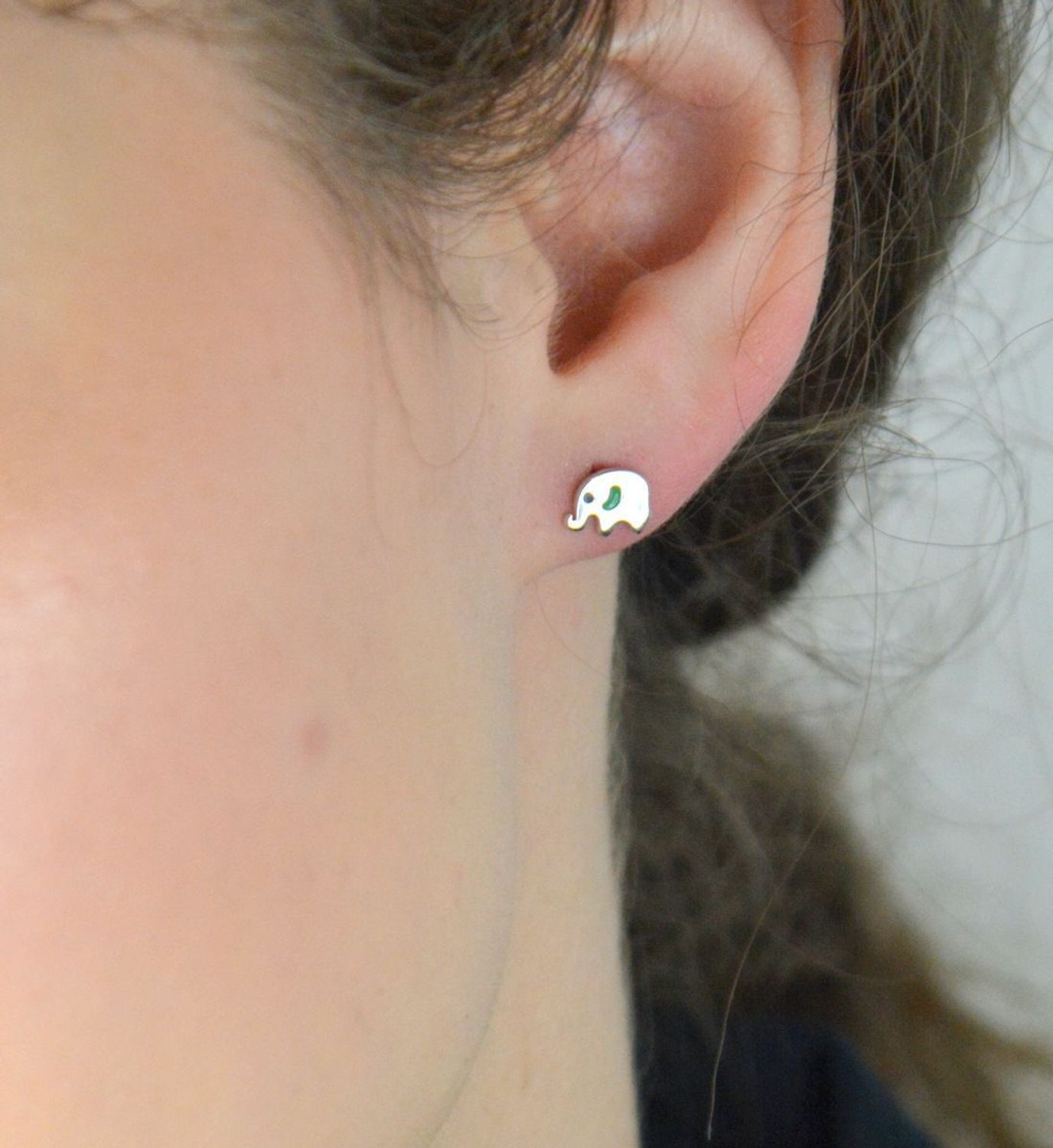 Srebrne kolczyki dla dziewczynki przy uchu słoniki DIA-KLC-SET-1415ERH-925.png