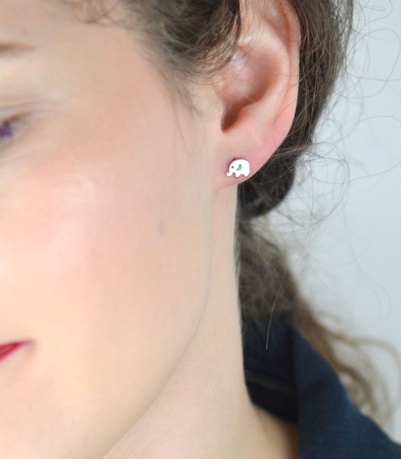 Srebrne kolczyki dla dziewczynki przy uchu słoniki DIA-KLC-SET-1415ERH-925.png