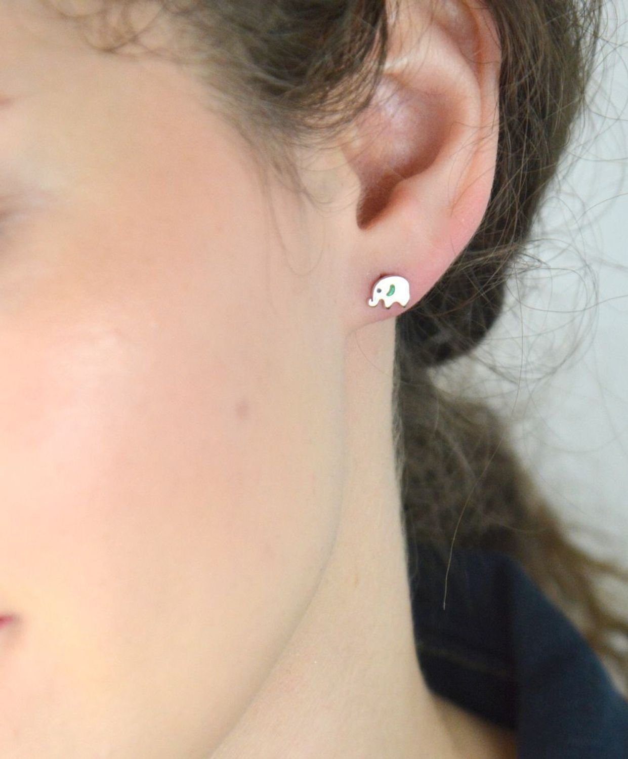 Srebrne kolczyki dla dziewczynki przy uchu słoniki DIA-KLC-SET-1415ERH-925.png