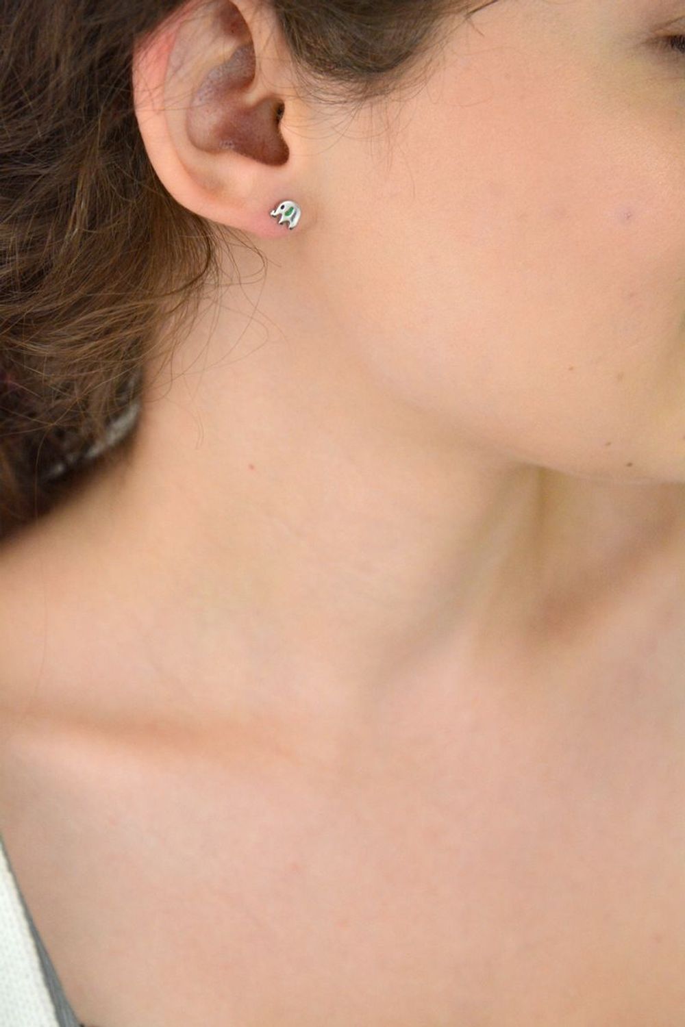 Srebrne kolczyki dla dziewczynki przy uchu słoniki DIA-KLC-SET-1415ERH-925.png