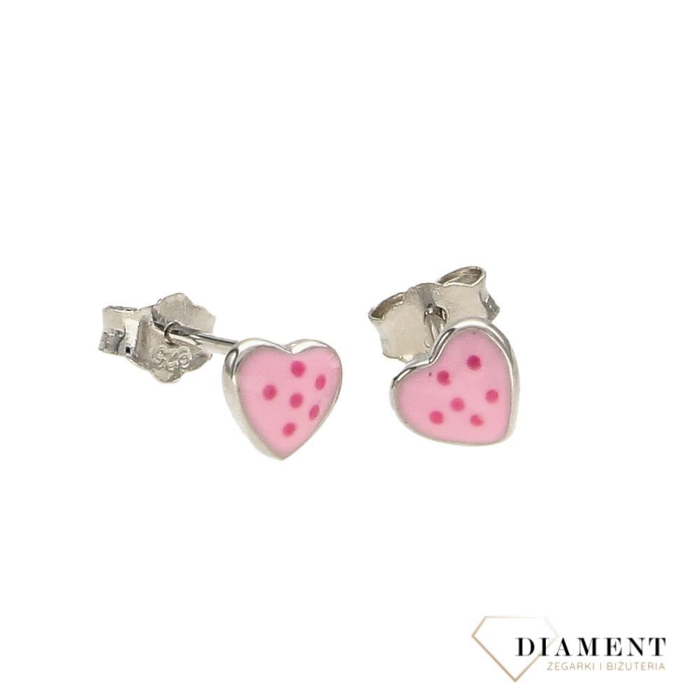 Kolczyki dla dziewczynki różowe serduszka'  DIA-KLC-SET001P-925 ✅ Kolczyki dla dziewczynki w kształcie serc z różową emalią.jpg