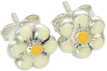 Kolczyki srebrne 925 Kwiatuszki z Emalią Biało-Żółtą na Sztyft DIA-KLC-2066OR0081-925 Ag.jpg