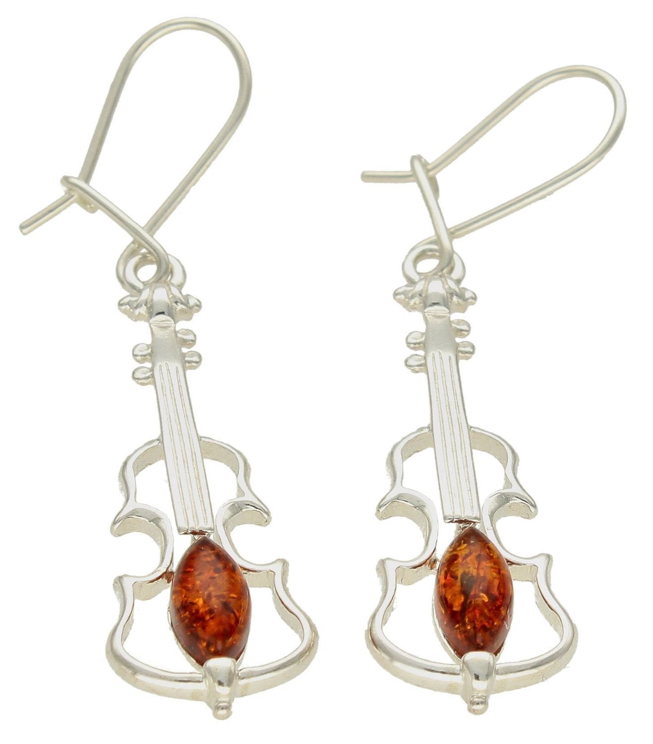Srebrne kolczyki delikatne wiszące skrzypce z bursztynem bałtyckim DIA-KLC-SKRZYPCE-925.jpg