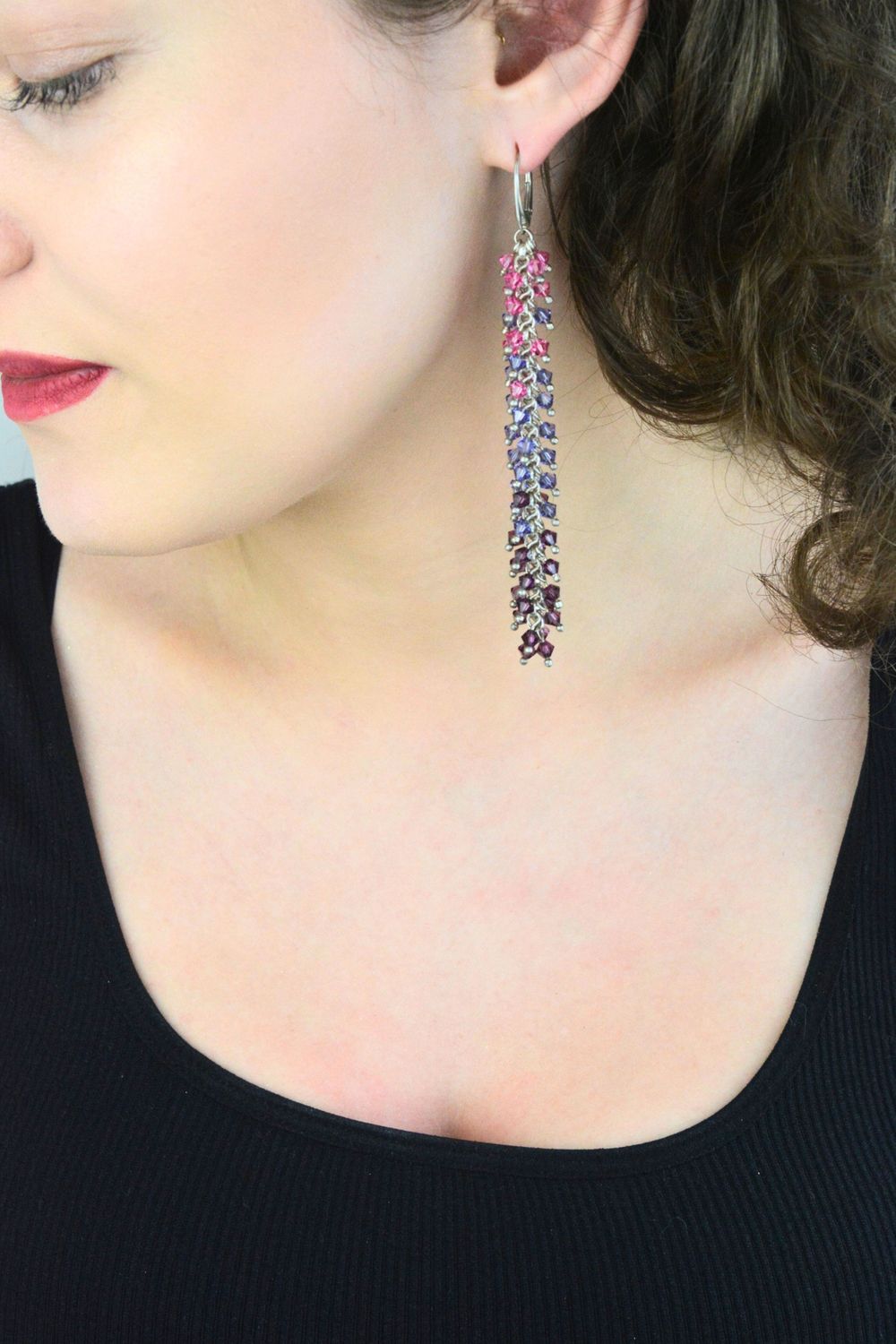 Długie srebrne kolczyki 925 z kryształkami Swarovski – trzy odcienie, bigiel angielski (1).jpg