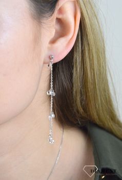 Kolczyki srebrne wiszące łańcuszki z kryształkami białymi DIA-KLC-SWAROVSKI19-925 (2).JPG