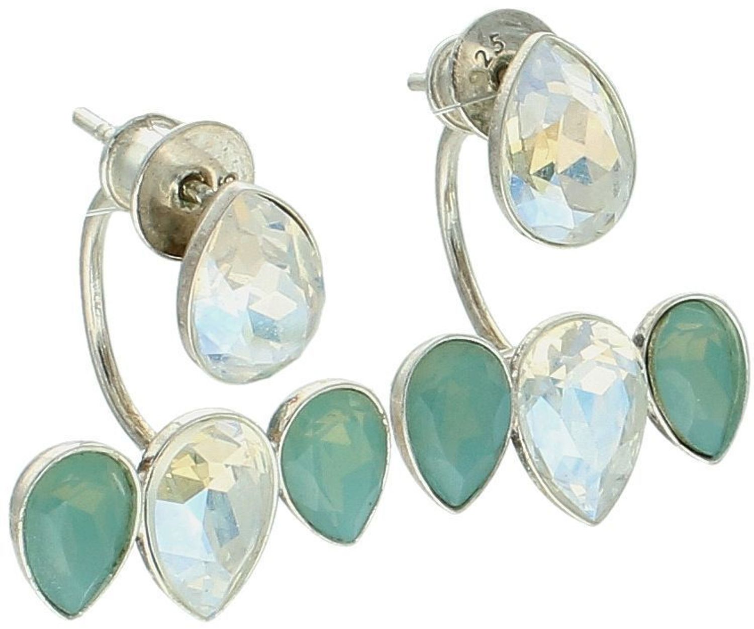 Kolczyki srebrne 925 damskie DIA-KLC-SWAROVSKI8-925, kolorowe zausznice z kryształkami, zapięcie na sztyft. Długość 2,5 cm, szerokość 2,0 cm, waga 5,57 g. Modne i eleganckie.1.jpg