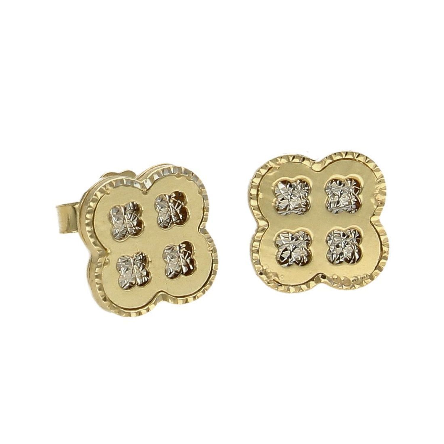 Złote kolczyki na sztyft koniczynka z cyrkonią DIA-KLC-TRESS30-TT-585.jpg