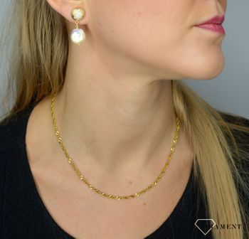 Srebrne kolczyki z perłami wiszące pokryte złotem DIA-KLC-Z4180047-925 Kolczyki srebrne pozłacane z naturalną perłą (5).JPG