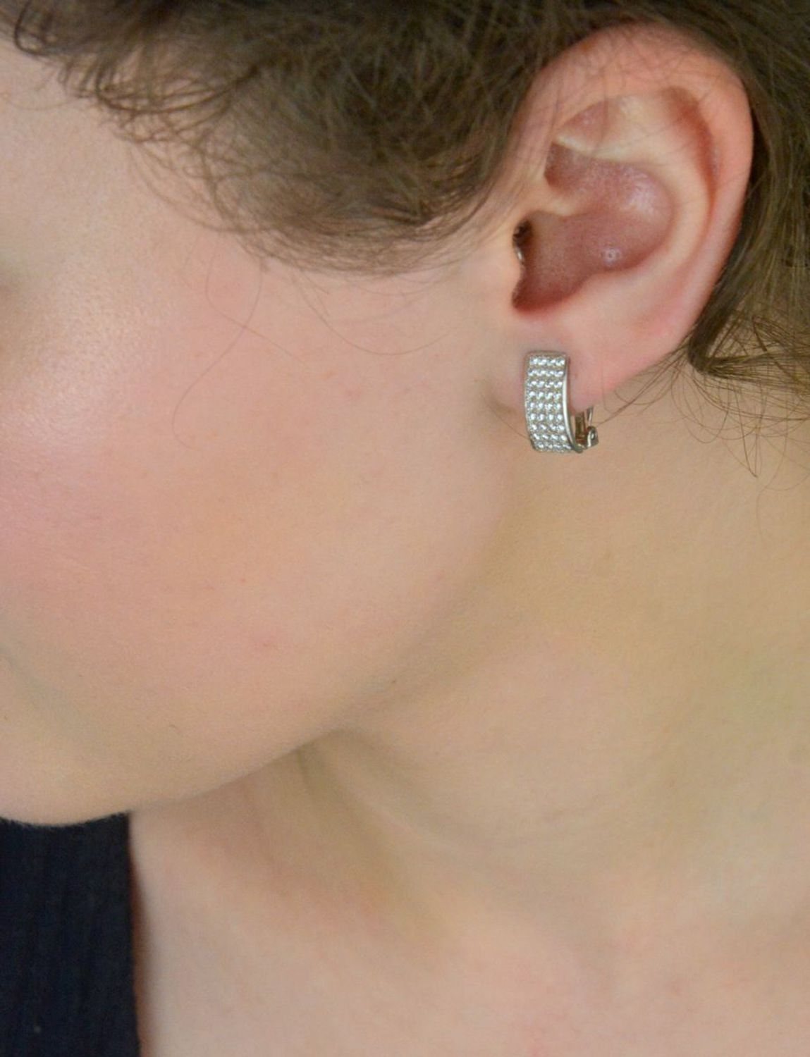 Klipsy damskie srebrne prostokątne zdobione cyrkoniami próba 925, DIA-KLI-10554-925.jpg