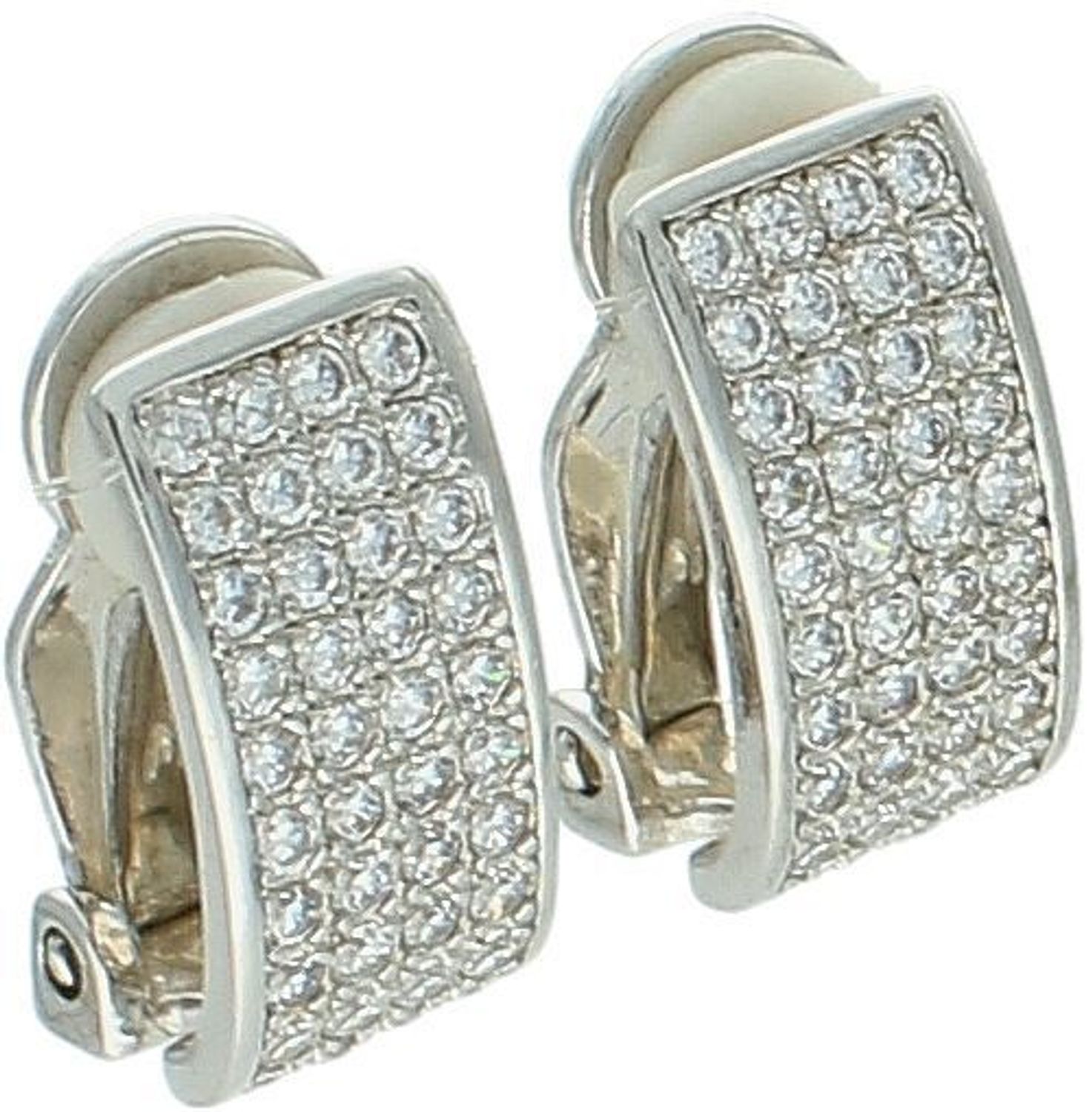 Klipsy damskie srebrne prostokątne zdobione cyrkoniami próba 925, DIA-KLI-10554-925.jpg