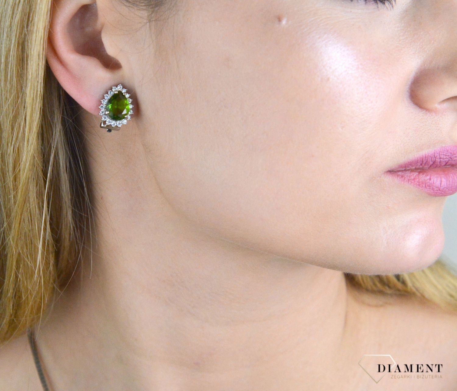 Klipsy srebrne z zieloną cyrkonią łezką DIA-KLI-10929-925.jpg