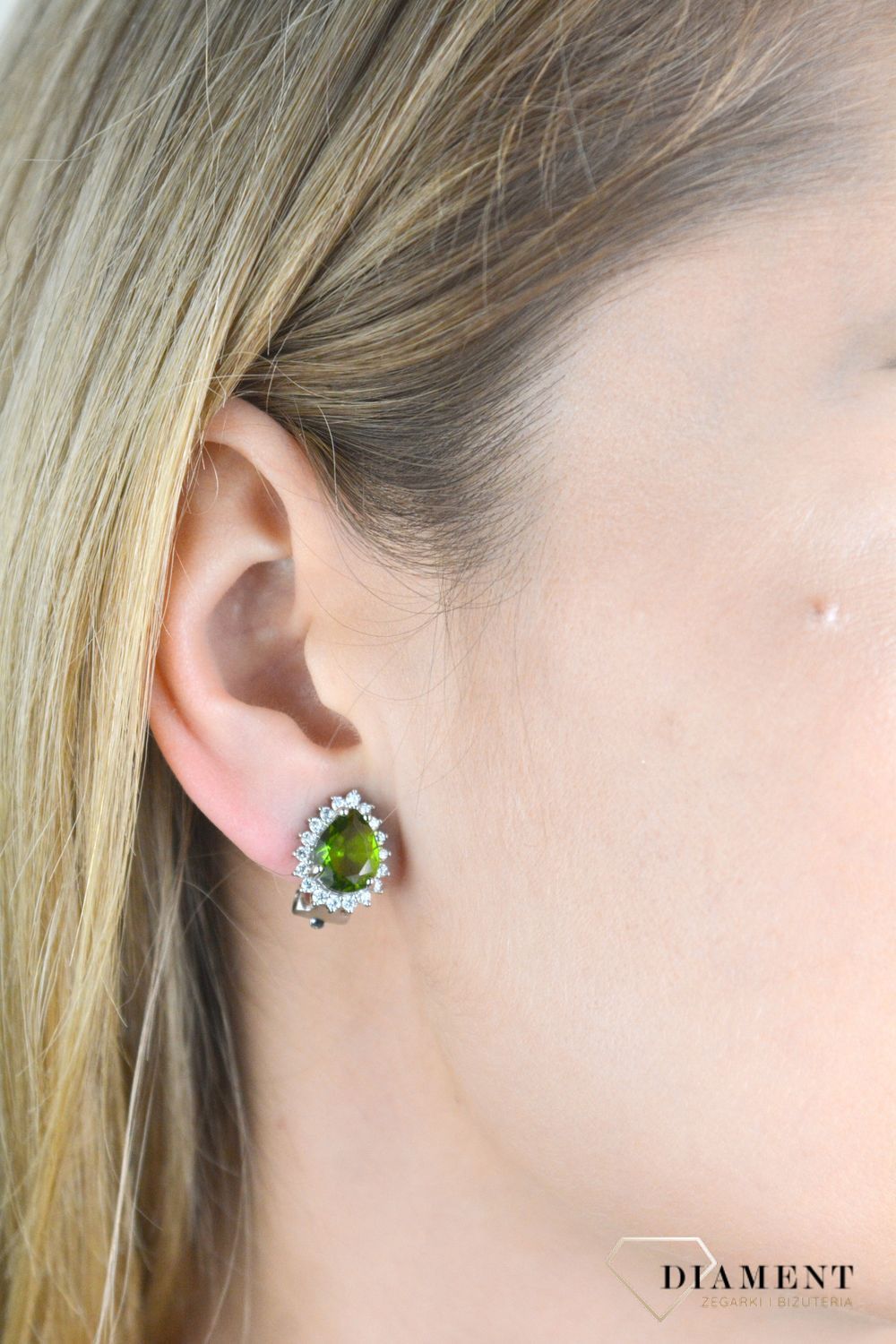 Klipsy srebrne z zieloną cyrkonią łezką DIA-KLI-10929-925.jpg