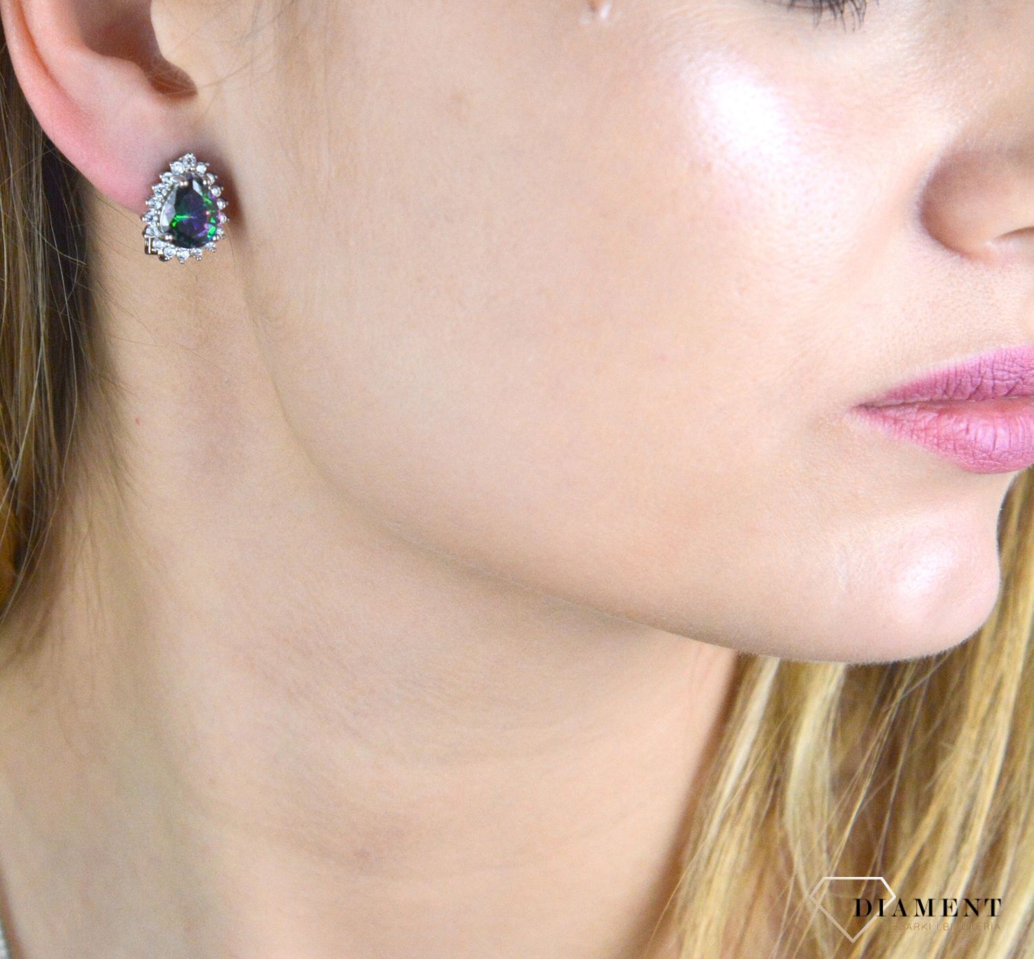 Klipsy srebrne z zielono-fioletową cyrkonią łezką DIA-KLI-10930-925.jpg