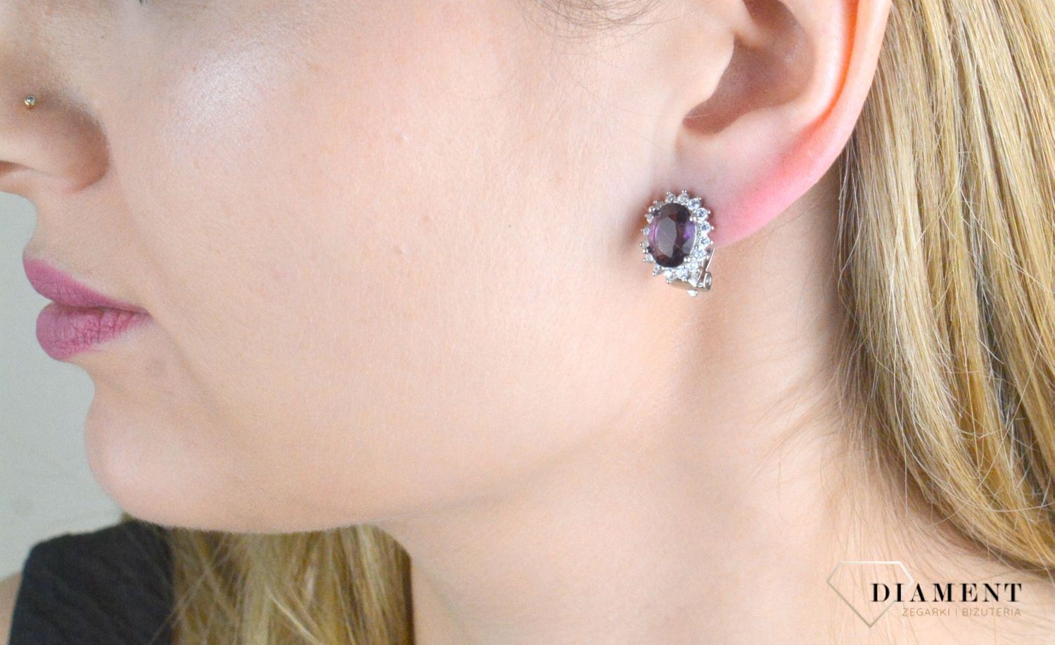 Klipsy srebrne z owalną fioletową cyrkonią DIA-KLI-10935-925.jpg