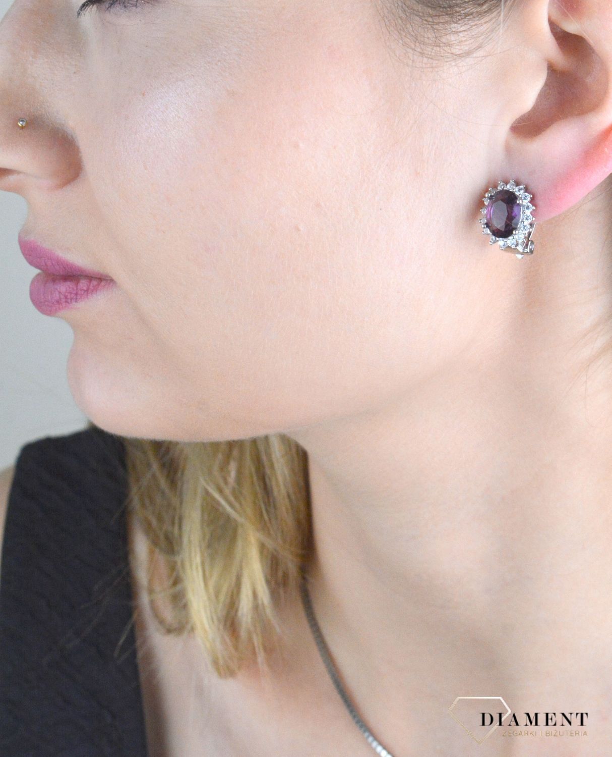 Klipsy srebrne z owalną fioletową cyrkonią DIA-KLI-10935-925.jpg