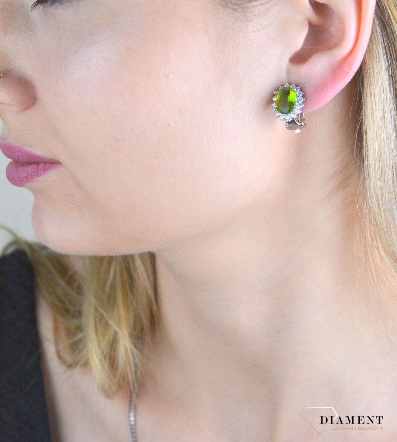 Klipsy srebrne z owalną zieloną cyrkonią DIA-KLI-10938-925.jpg