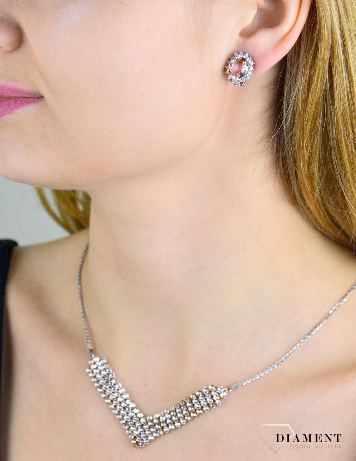 Klipsy srebrne z owalną różową cyrkonią DIA-KLI-10939-925.jpg