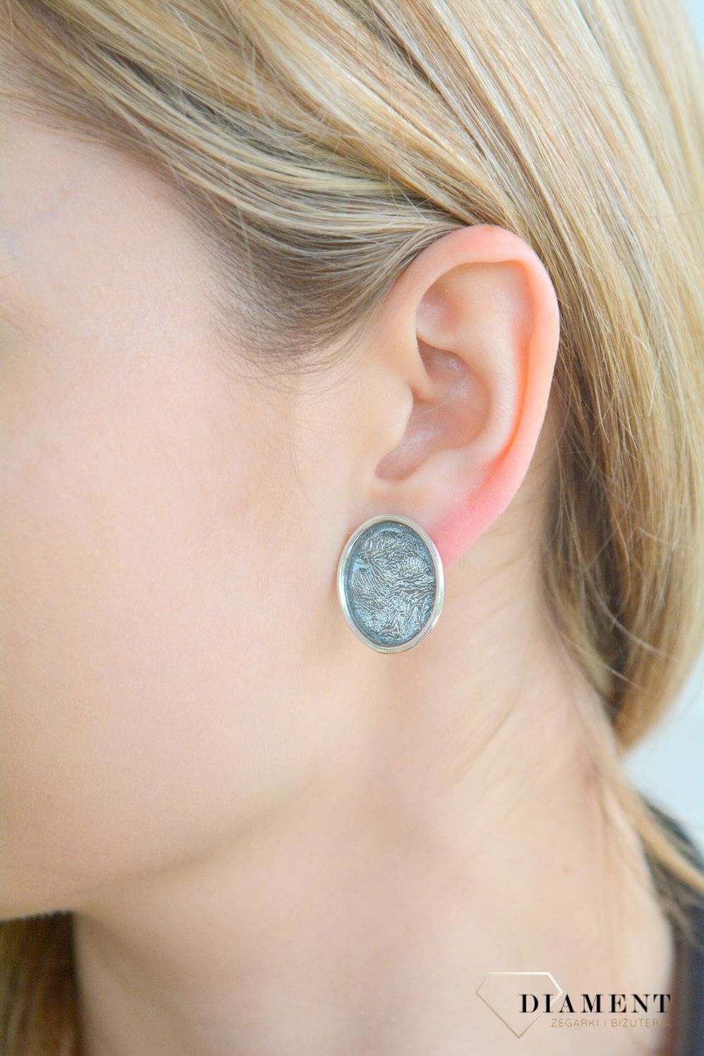 Srebrne klipsy damskie 925  duże oksydowane owale DIA-KLI-11378-925. Srebrne kolczyki klipsy. Klipsy srebrne oksydowane. Srebrne kolczyki z zapięciem na klipsy. Srebrne klasyczne klipsy damskie na prezent.1.jpg